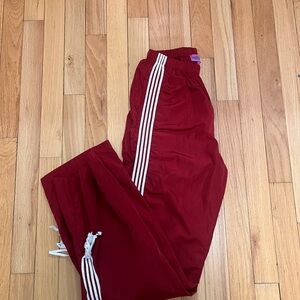 Edikted Red Track Pants with White Stripes